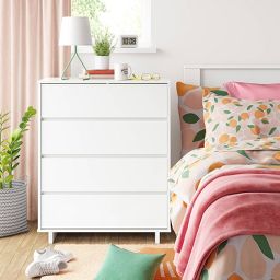 room essentials modern dresser Modern 4 Drawer Dresser Pure White
