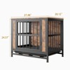 VisioGear 27.48" Dog Crate Furniture, Wooden Dog Crate Table with 2 Sliding Doors, Decorative Pet Crate House, Rustic Brown, 27.48"*20.12"*24.57" - 3 of 4