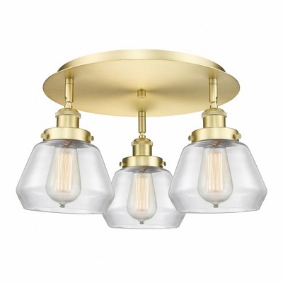 Fulton - 3 Light Flush Mount In Art Deco Style-8 Inches Tall and 18.25 Inches Wide