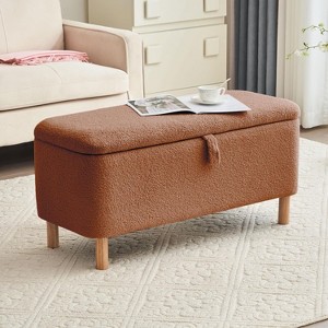 Okak Modern Pull-Open Top Comfy Boucle Ottoman Bench with Storage,Upholstered Storage Ottoman for Bedroom,Entrance - 1 of 4