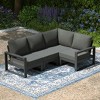 WestinTrends Montara Outdoor 4-Piece HDPE L-Shaped Modular Patio Sofa Furniture Set - 2 of 4