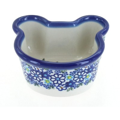 Blue Rose Polish Pottery Daisy Maze Mini Baker - Teddy Bear Shape