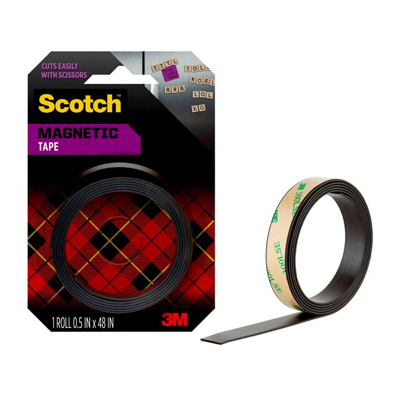 Scotch .5&#34; x 4&#39; Repositionable Magnetic Tape - Black, 3 of 8