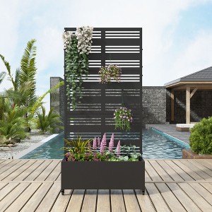 72-in H x 35-in L x 16-in W Black Metal Planter with Trellis ( Classic Shutters-B ) - 1 of 4