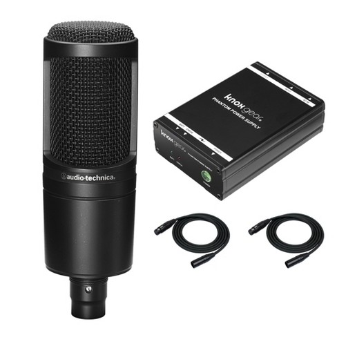Audio-Technica AT2020 Cardioid Studio Microphone with Power Supply and 2 XLR