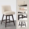 Arceso Bar Stools Set of 2, 26 Inch Swivel Counter Stools with Back, Faux Leather Upholstered Barstools, Solid Wood Legs with Footrest,  for Kitchen - 4 of 4