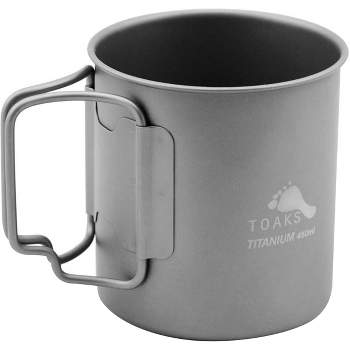 TOAKS Ultralight Portable Titanium Camping Mug with Folding Handles - 450ml