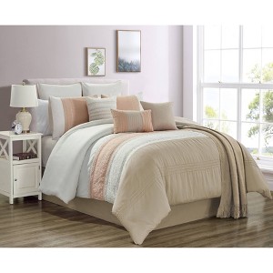 Riverbrook Home Queen 10pc Hanna Comforter & Sham Set Coral/Taupe, Pink/Brown