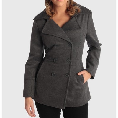 Alpine Swiss Emma Women's Wool Peacoat – Double-Breasted 3/4 Length Overcoat, Stylish & Warm Blazer for Fall & Winter