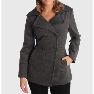 Alpine Swiss Emma Women's Wool Peacoat – Double-Breasted 3/4 Length Overcoat, Stylish & Warm Blazer for Fall & Winter - 1 of 4