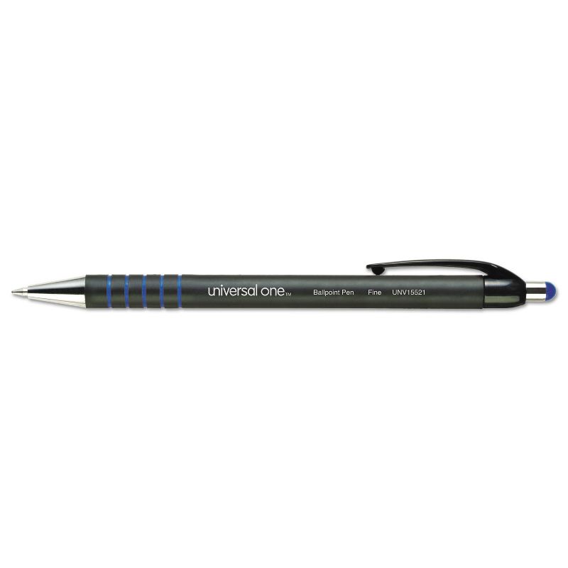 UNIVERSAL Comfort Grip Ballpoint Retractable Pen Blue Ink Fine Dozen 15521, 1 of 9