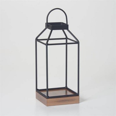 10" Mallory Metal Outdoor Lantern with No Glass Black - Smart Living
