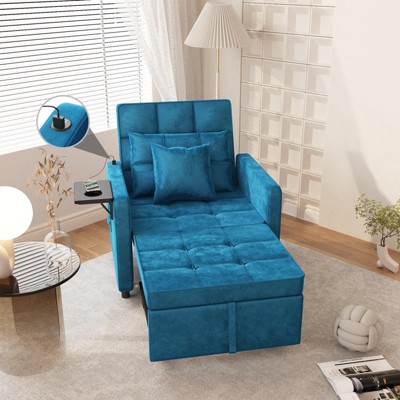 3-in-1 Sofa Bed with Wing Table, USB Ports, and Adjustable Backrest