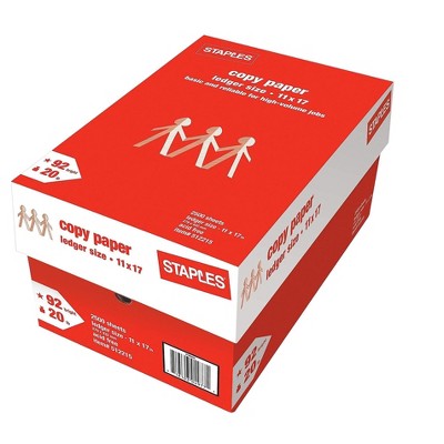 Staples 11" x 17" Copy Paper 20 lbs 92 Brightness 500/RM 5 RM/CT (512215)