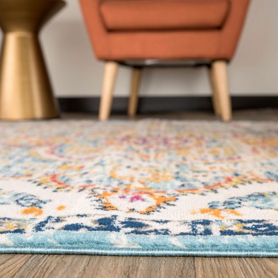 Blue Distressed Bohemian Floral 3'3" x 5' Area Rug