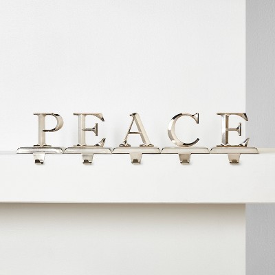 5pk PEACE Silver Christmas Stocking Holder - Wondershop™