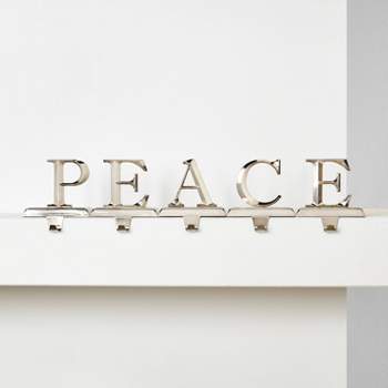 5pk Metal PEACE Silver Christmas Stocking Holder - Wondershop™
