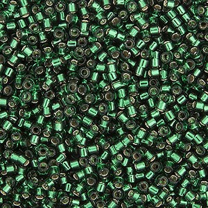 John Bead Miyuki Delica Bead 11/0 RD Dark Green Silver Lined (DB0148) 50gms Bag - 1 of 1