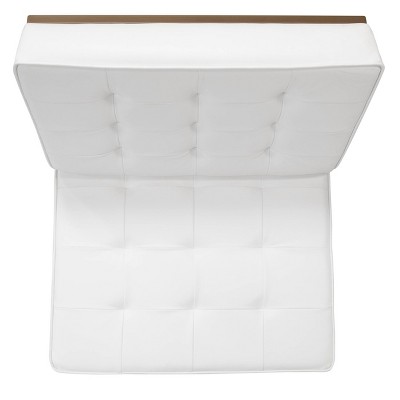 Mid-Century Modern White Leather Slipper Chair with Bronze Metal Frame