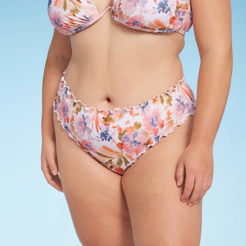 Women's Ruffle Cheeky Bikini Bottom - Shade & Shore™ Multi Floral Print, 1 of 5