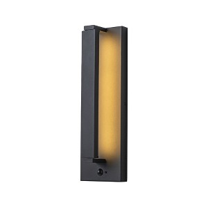 ALOADECOR Modern Motion Sensor Outdoor Wall Light Integrated LED Wall Sconce Matte Black Iron Exterior Light Fixture for Porch Garage Patio - 1 of 4