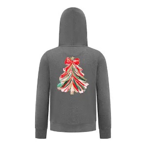 Everyday Kids Christmas Collection Red & Gold Painted Tree Girls Zip Up Hoodie – Holiday Sweatshirt - 1 of 4