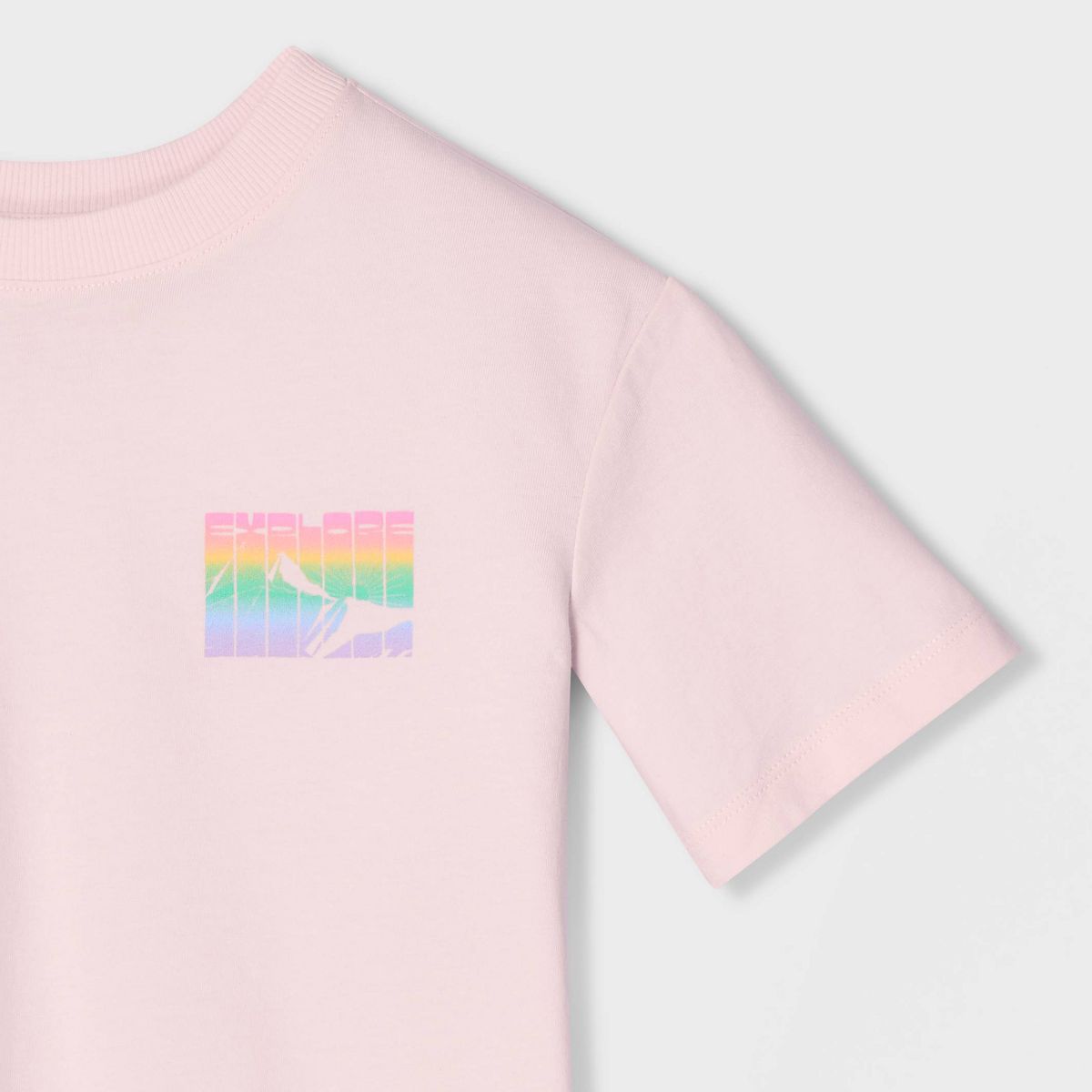 Girls' Short Sleeve Relaxed Fit 'Explore' Graphic T-Shirt - Cat & Jack™ Soft Pink - thumbnail 4