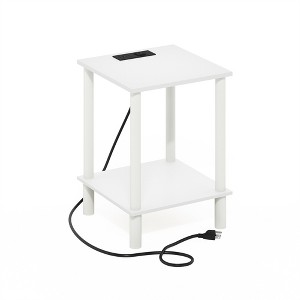Furinno Turn-N-Tube 2-Tier Side Table, End Table with USB and Type-C Charging Port, White/White - 1 of 1
