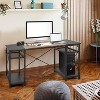 DOMETOUR 47.2" Computer Desk w/ 4 Storage Shelves & 4 Hooks, Large Desk Study Writing Table - 4 of 4