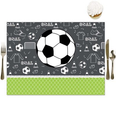 Big Dot of Happiness Goaaal - Soccer - Party Table Decorations - Baby Shower or Birthday Party Placemats - Set of 16