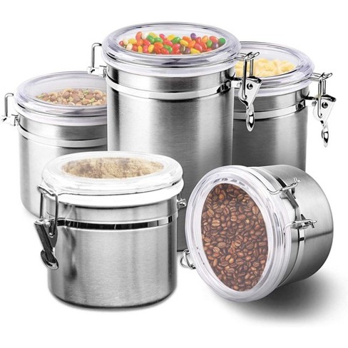 Le'raze Set Of 5 Glass Kitchen Canisters With Airtight Stainless-steel Lid  : Target
