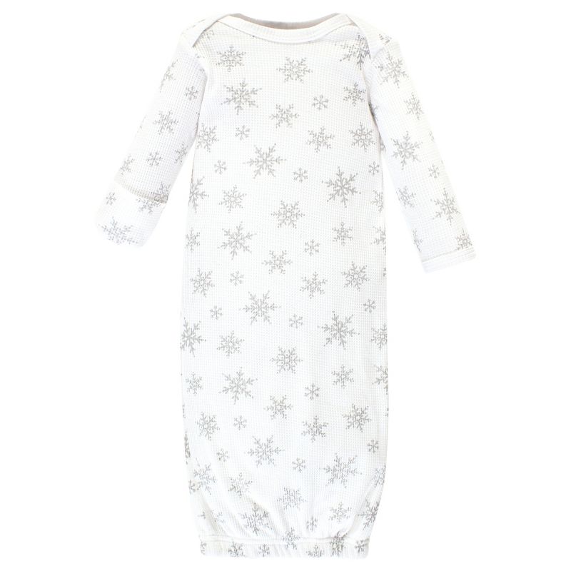Hudson Baby Infant Girl Thermal Gown 3pk, Snowflake, 3 of 6