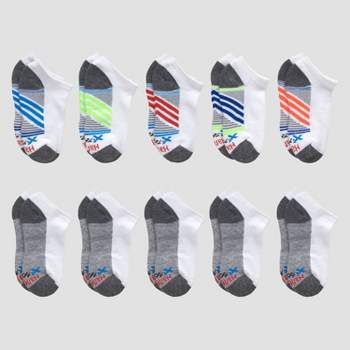 Hanes Boys' 10pk Premium No Show Athletic Socks - White L
