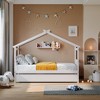 NicBex Twin Size Loft Bed Roof Shape Pine Bed Frame with Twin Trundle and Headboards for Bedroom, No Box Spring Required - 2 of 4