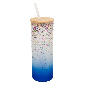 Elanze Designs Rainbow Confetti Party Celebration Wrap-Around Design 25 Ounce Frosted Gradient Glass On-The-Go Coffee Travel Skinny Tumbler Mug Cup, - 1 of 1