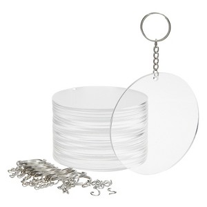 Bright Creations 20 Pieces Acrylic Circle Keychain Blanks, 3.5" Round Clear Discs with 10 Metal Rings for Christmas Ornaments, DIY Crafts - 1 of 4