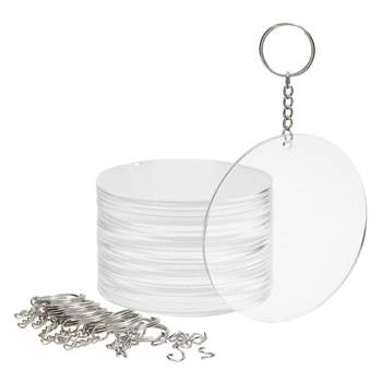 Bright Creations 20 Pieces Acrylic Circle Keychain Blanks, 3.5" Round Clear Discs with 10 Metal Rings for Christmas Ornaments, DIY Crafts