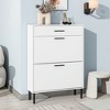Lirago White Shoe Cabinet with 1 Drawers 15 Shoes Capacity 2-Tier Storage Slim Metal-Leg Cabinet for Entryway and Bedroom - 4 of 4