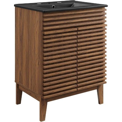 Modway Render Vanity with Sink-Floor, 24 Inch, Walnut Black
