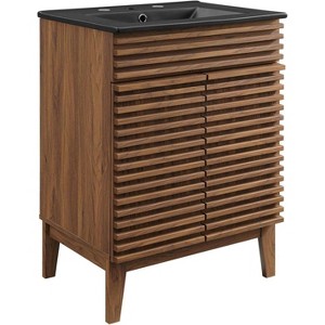 Modway Render Vanity with Sink-Floor, 24 Inch, Walnut Black - 1 of 4