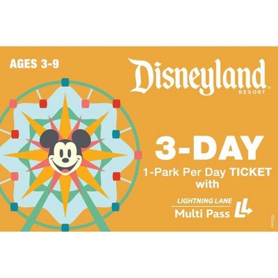 Disneyland 3-Day 1-Park Per Day Ticket with Lightning Lane Multi Pass $486 (Ages 3-9)