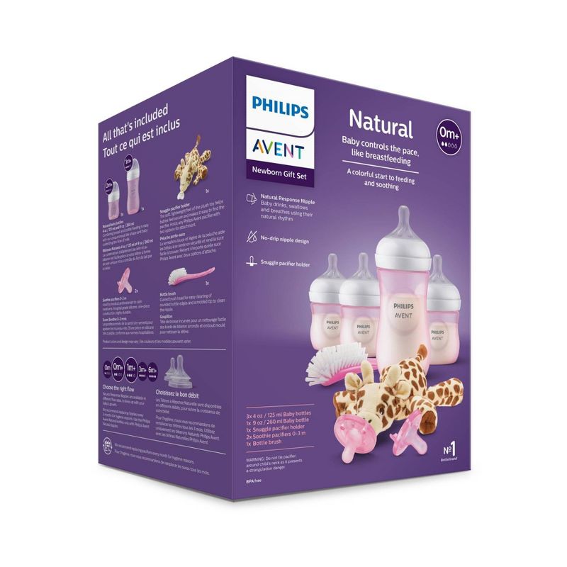 Philips Avent Natural Baby Bottle with Natural Response Nipple Baby Gift Set with Snuggle - Pink - 8pc, 4 of 38