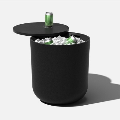 Veradek Black Round Concrete-Plastic Cooler Side Table