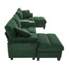 Polibi U-Shaped Corduroy Sectional Sofa with Hidden Storage Ottomans, USB Console & Cup Holders - 4 of 4