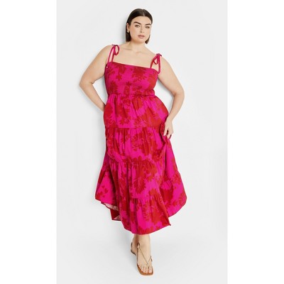 Women's Plus Size Marli Print Maxi Dress - magenta | CITY CHIC