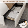 Boucle Bed Frame with Storage Headboard, No Box Spring, LED Lights & Charging Station, 4 Drawers, Upholstered Platform - 4 of 4
