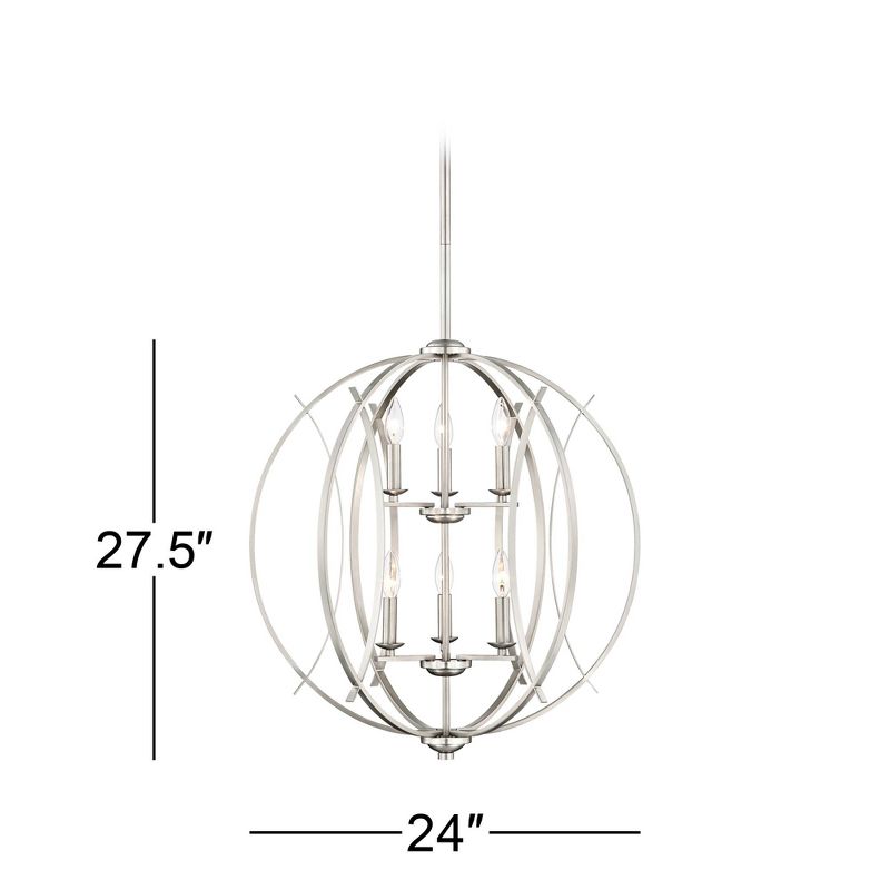 Possini Euro Design Spherical Brushed Nickel Large Chandelier 24" Wide Modern 6-Light Fixture for Dining Room House Foyer Kitchen Island Entryway Home, 5 of 11