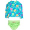 RuffleButts Baby/Toddler Girls UPF50+ Long Sleeve Zipper Rash Guard 2-Piece - 2 of 4