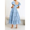 Summer Maxi Dress for Women Ruffle Short Sleeve Square Neck Smocked Tiered Multi Layered Scalloped Hem Casual Dresses - 2 of 4