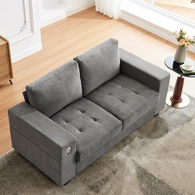 70" Oversized Cloud Couch, 93 Pounds Mid Century Chenille Sofa, No Assembly Required & Deep Seat,with USB Charging Ports & Side Pockets